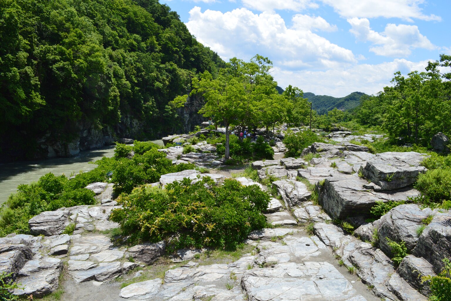 長瀞渓谷の岩畳と荒川の流れ