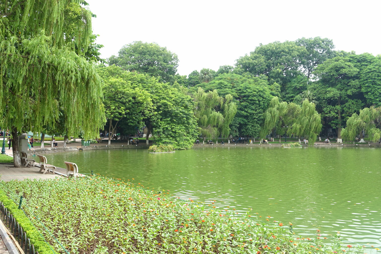 緑に囲まれたハノイのホアンキエム湖